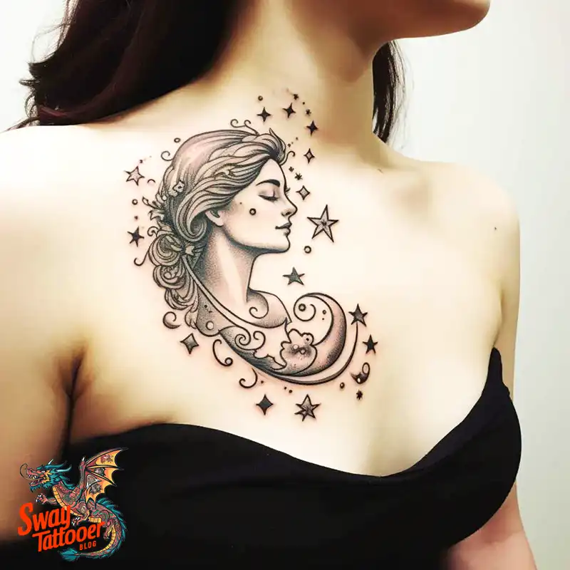 50 Best Feminine Moon and Stars Tattoos: Celestial Ink 44 feminine moon and stars tattoo