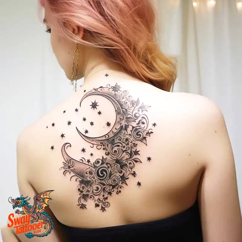 50 Best Feminine Moon and Stars Tattoos: Celestial Ink 45 feminine moon and stars tattoo