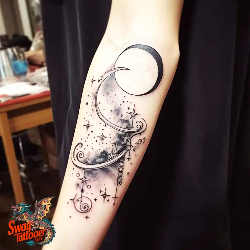 50 Best Feminine Moon and Stars Tattoos: Celestial Ink 36 feminine moon and stars tattoo