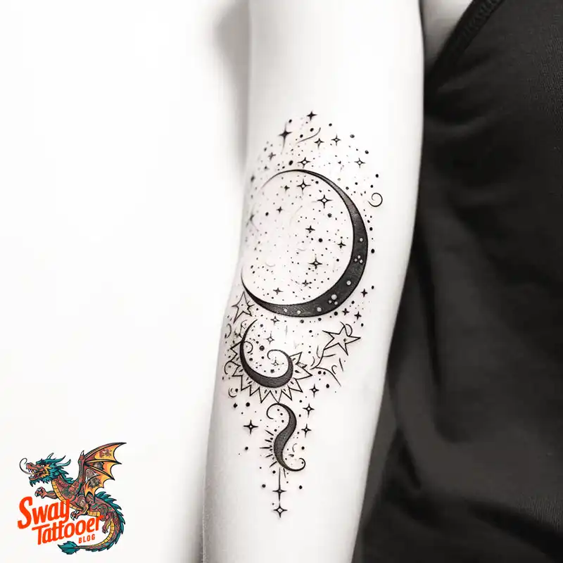 50 Best Feminine Moon and Stars Tattoos: Celestial Ink 26 feminine moon and stars tattoo