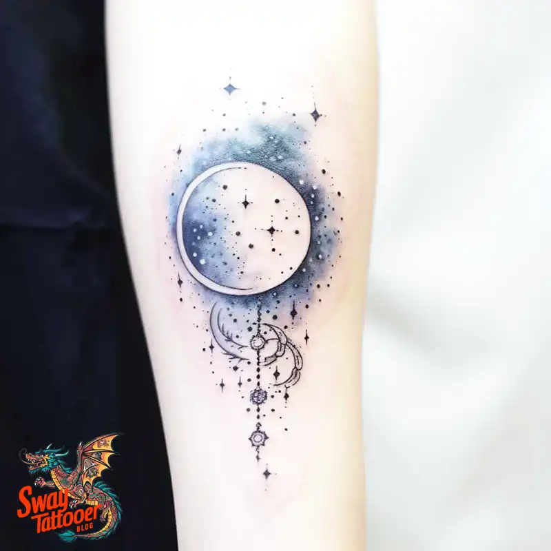 50 Best Feminine Moon and Stars Tattoos: Celestial Ink 21 feminine moon and stars tattoo