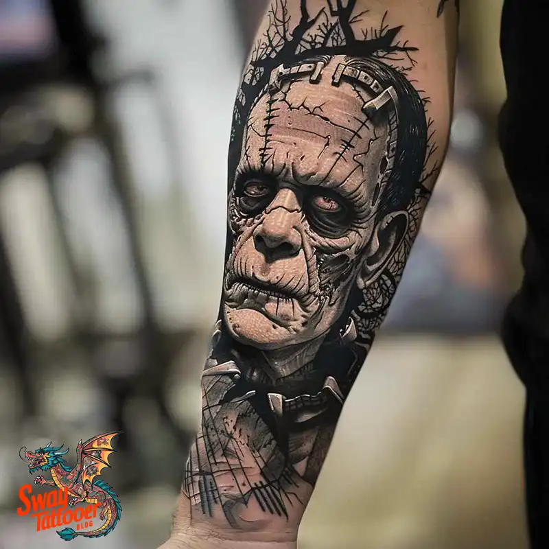 140 Best Frankenstein Tattoo Designs: Monster with Ink 126 frankenstein tattoo