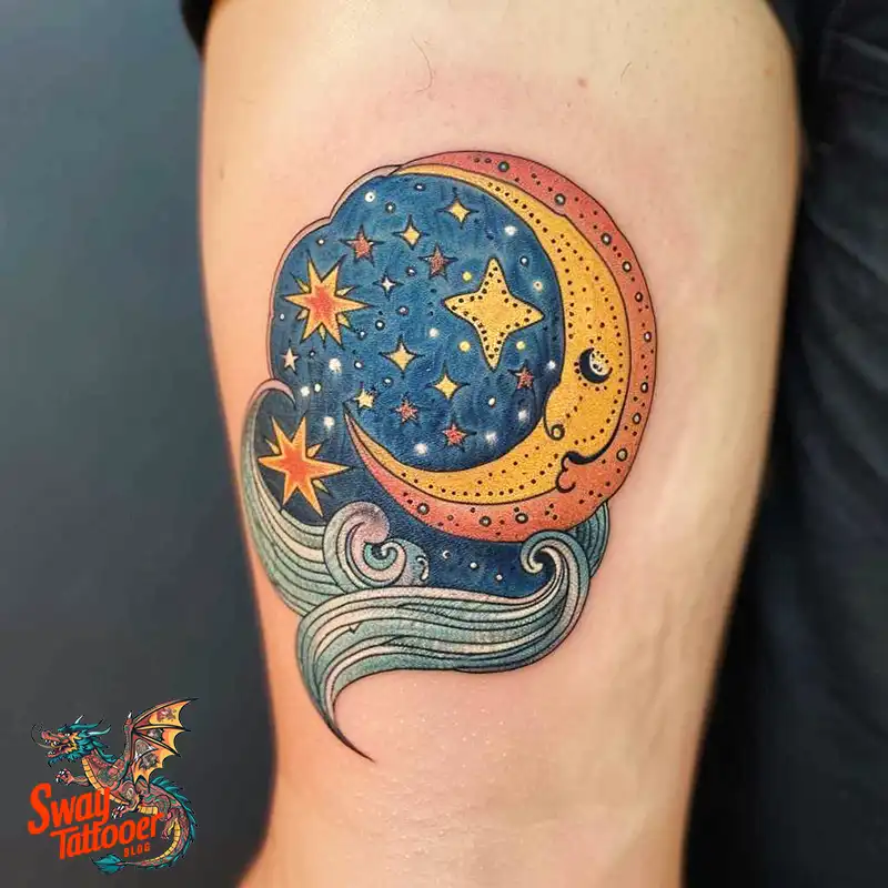 150 Best Moon and Stars Tattoo Ideas: Celestial Ink 122 moon and stars tattoo