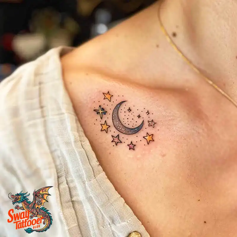150 Best Moon and Stars Tattoo Ideas: Celestial Ink 33 moon and stars tattoo