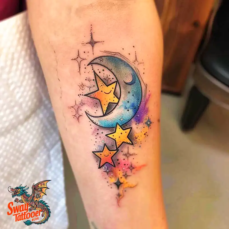 150 Best Moon and Stars Tattoo Ideas: Celestial Ink 121 moon and stars 11