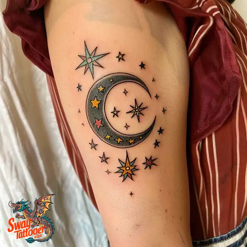 150 Best Moon and Stars Tattoo Ideas: Celestial Ink 23 moon and stars tattoo