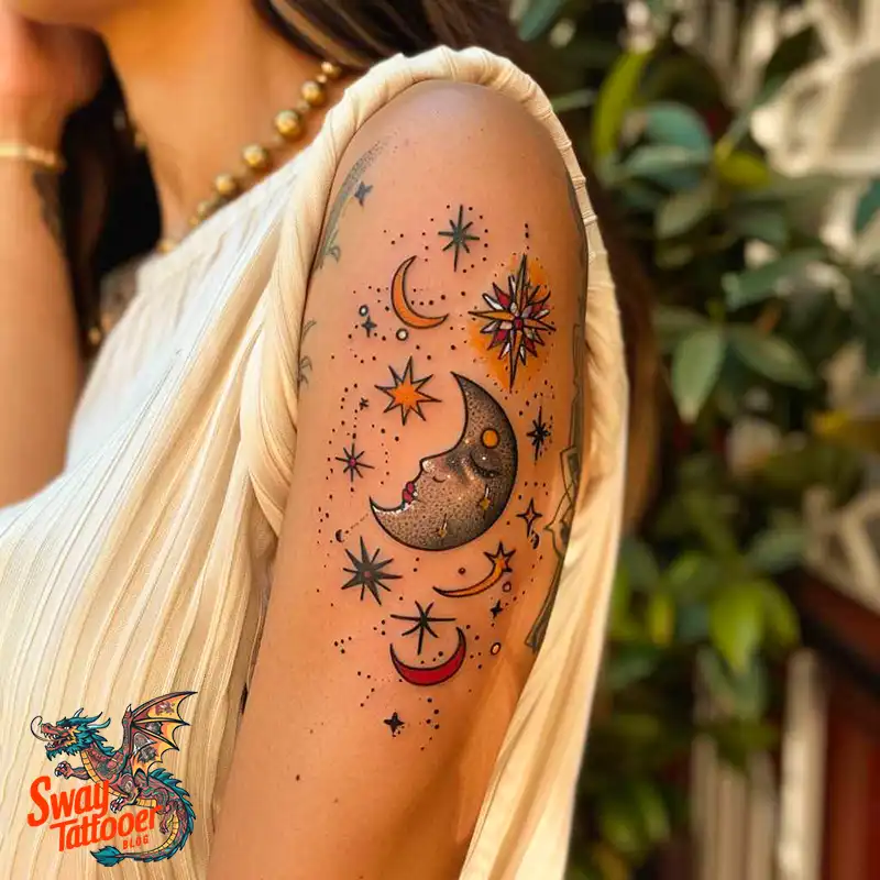 150 Best Moon and Stars Tattoo Ideas: Celestial Ink 19 moon and stars tattoo