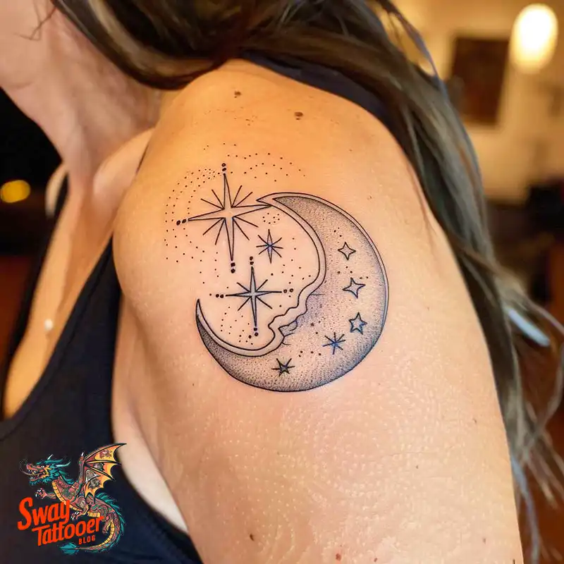 150 Best Moon and Stars Tattoo Ideas: Celestial Ink 16 moon and stars tattoo