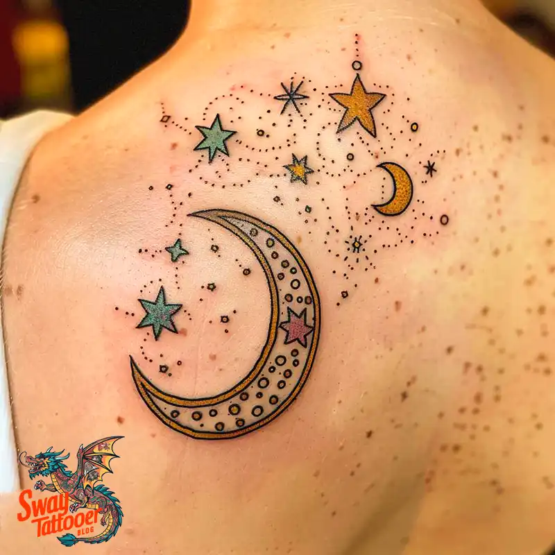 150 Best Moon and Stars Tattoo Ideas: Celestial Ink 129 moon and stars tattoo