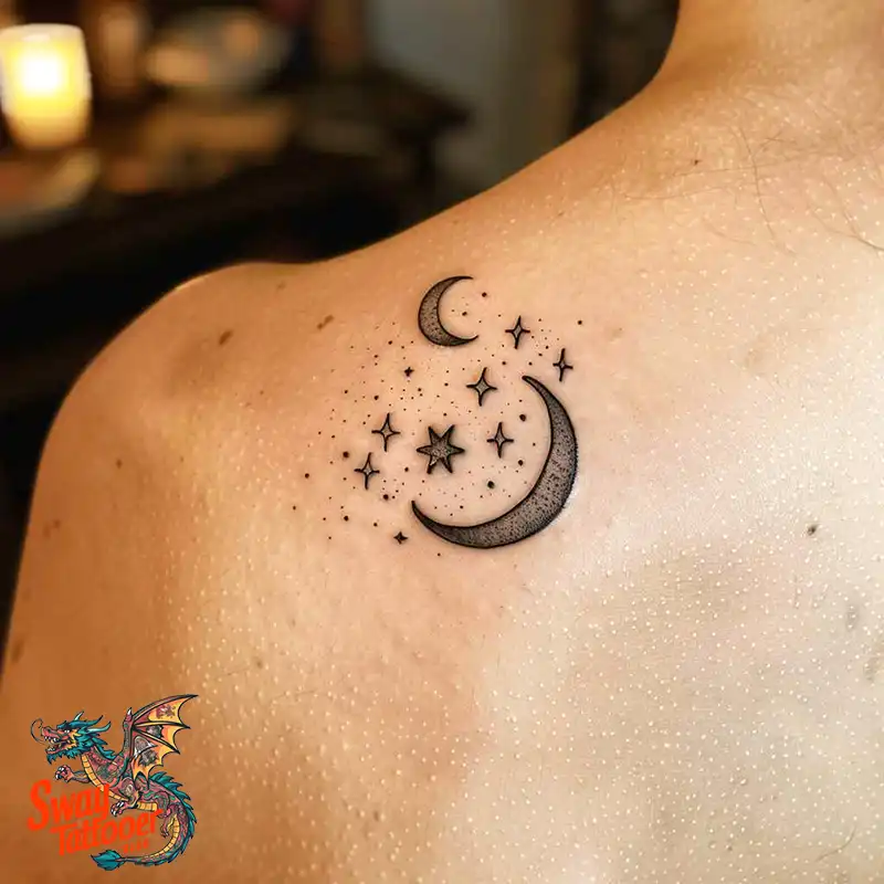 150 Best Moon and Stars Tattoo Ideas: Celestial Ink 97 moon and stars tattoo