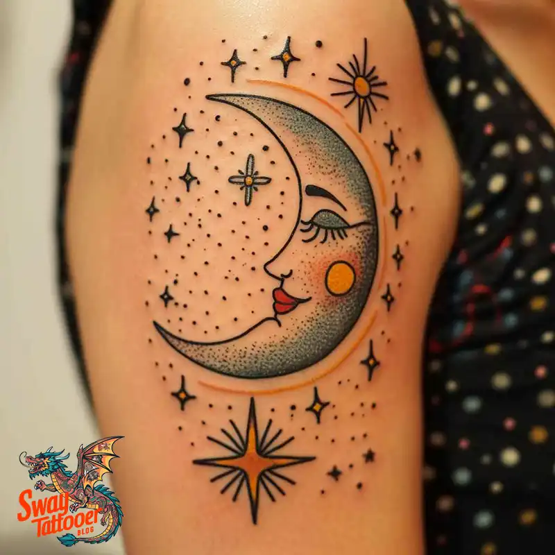 150 Best Moon and Stars Tattoo Ideas: Celestial Ink 120 moon and stars tattoo