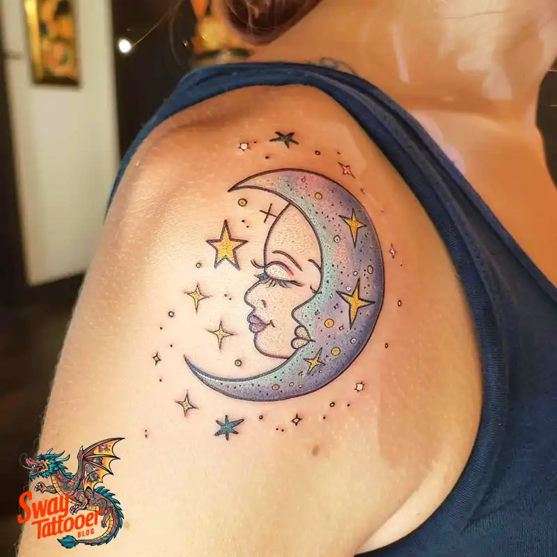 150 Best Moon and Stars Tattoo Ideas: Celestial Ink 79 moon and stars tattoo