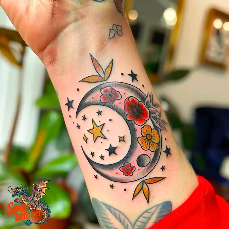 150 Best Moon and Stars Tattoo Ideas: Celestial Ink 68 moon and stars tattoo