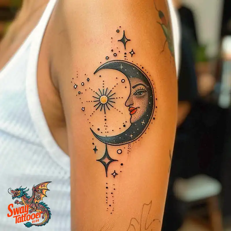 150 Best Moon and Stars Tattoo Ideas: Celestial Ink 56 moon and stars tattoo