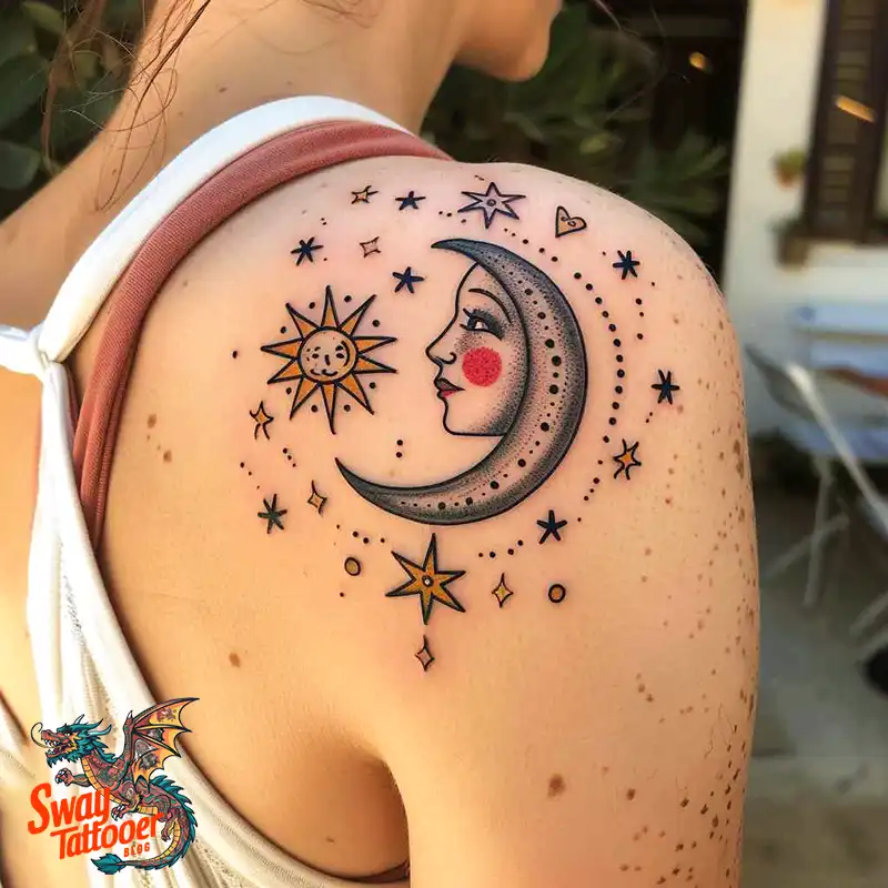 150 Best Moon and Stars Tattoo Ideas: Celestial Ink 55 moon and stars tattoo