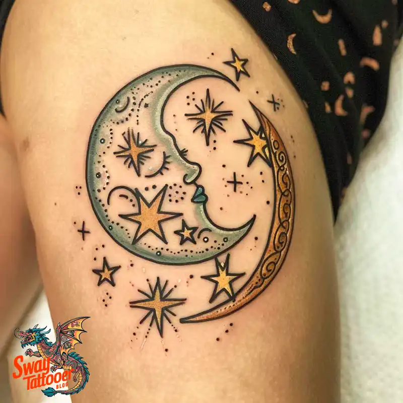 150 Best Moon and Stars Tattoo Ideas: Celestial Ink 124 moon and stars tattoo