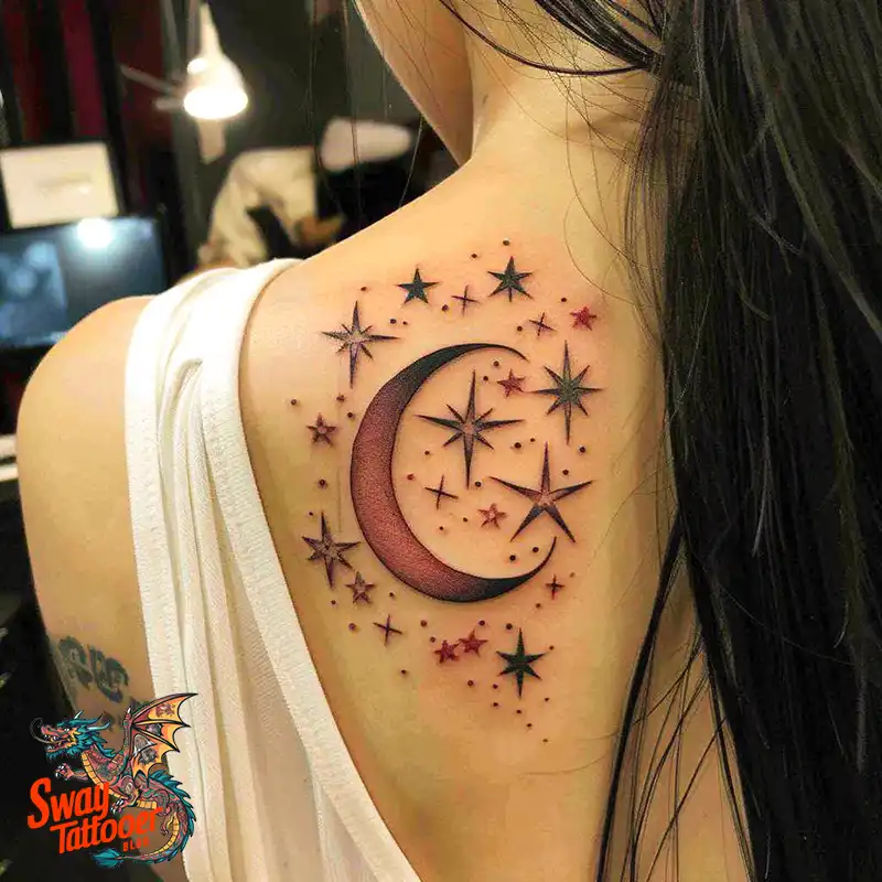 150 Best Moon and Stars Tattoo Ideas: Celestial Ink 42 moon and stars tattoo