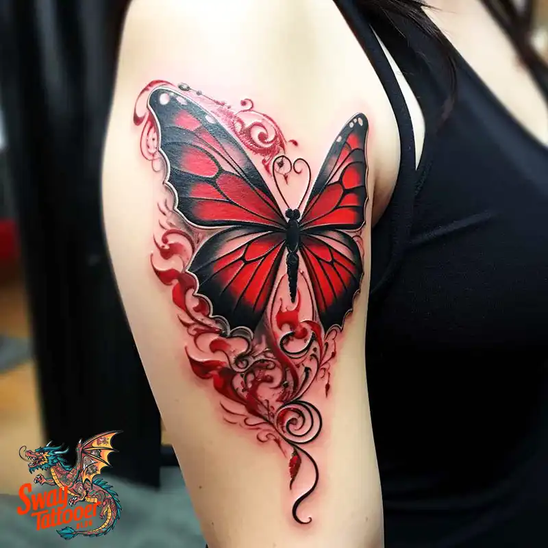 50 Red Butterfly Tattoo Design Ideas: Beauty & Symbolism 26 red butterfly tattoo