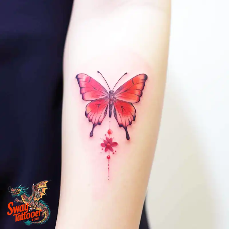 50 Red Butterfly Tattoo Design Ideas: Beauty & Symbolism 11 red butterfly tattoo