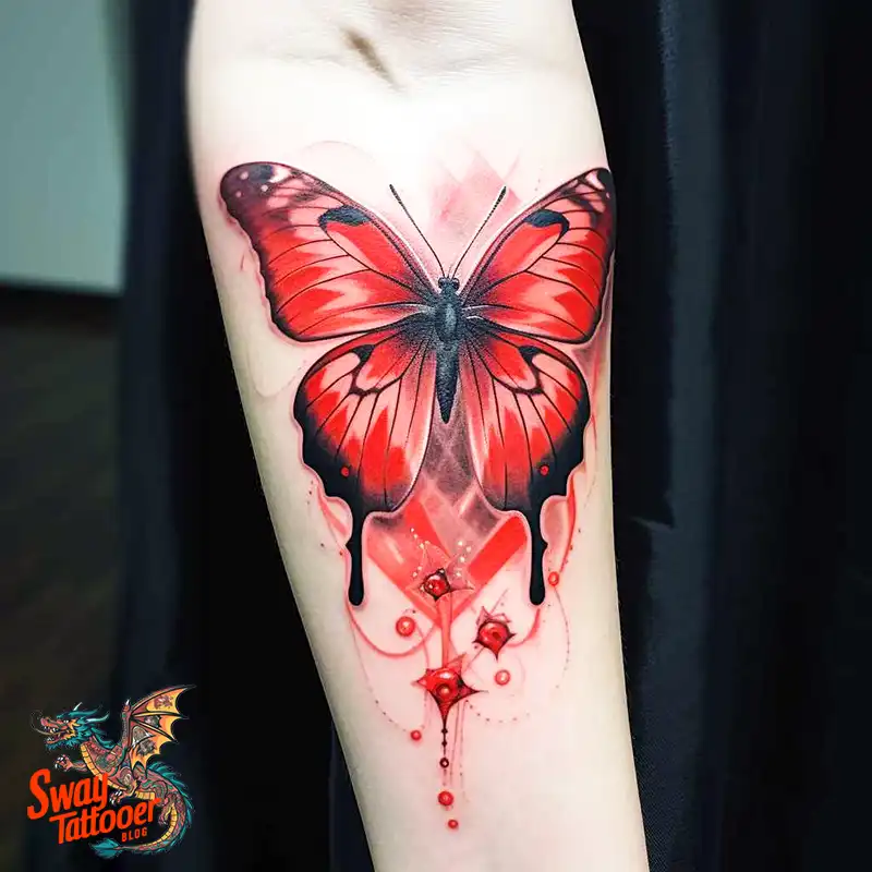 50 Red Butterfly Tattoo Design Ideas: Beauty & Symbolism 2 red butterfly tattoo