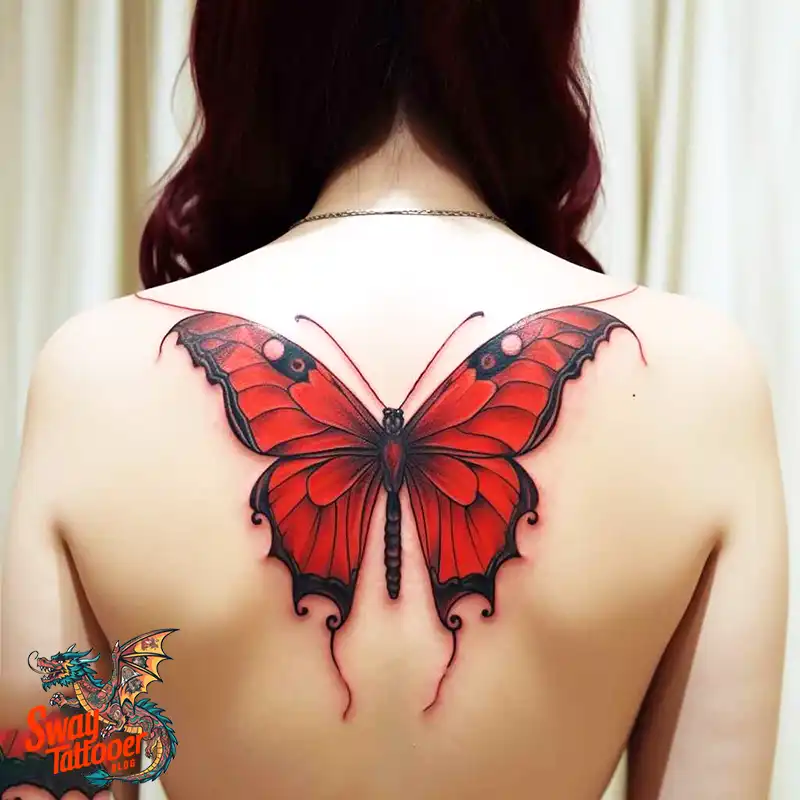 50 Red Butterfly Tattoo Design Ideas: Beauty & Symbolism 1 red butterfly tattoo