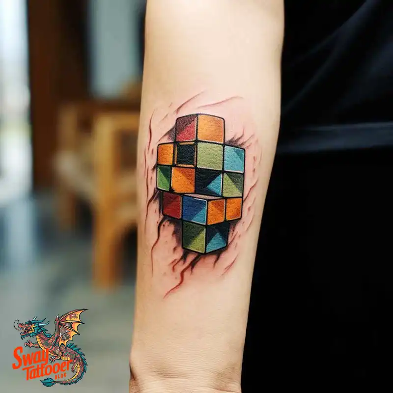 50 Rubik's Cube Tattoo Design Ideas: Ink for Puzzle Enthusiasts 41 rubiks cube tattoo