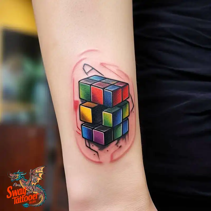 50 Rubik's Cube Tattoo Design Ideas: Ink for Puzzle Enthusiasts 7 rubiks cube tattoo