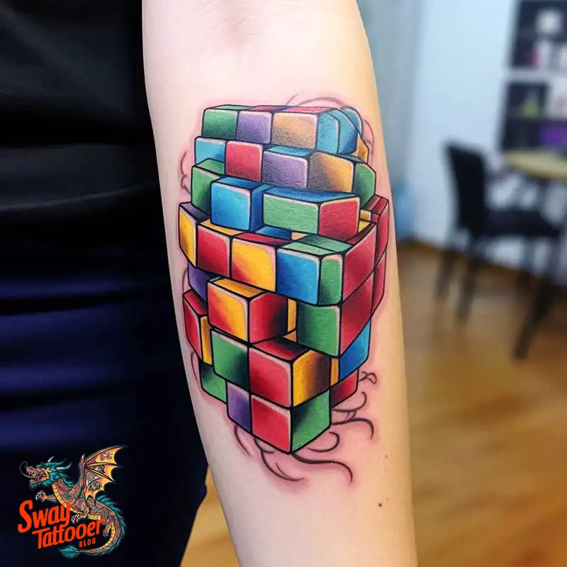 50 Rubik's Cube Tattoo Design Ideas: Ink for Puzzle Enthusiasts 2 rubiks cube tattoo