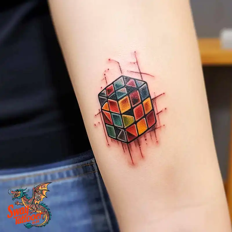 50 Rubik's Cube Tattoo Design Ideas: Ink for Puzzle Enthusiasts 42 rubiks cube tattoo