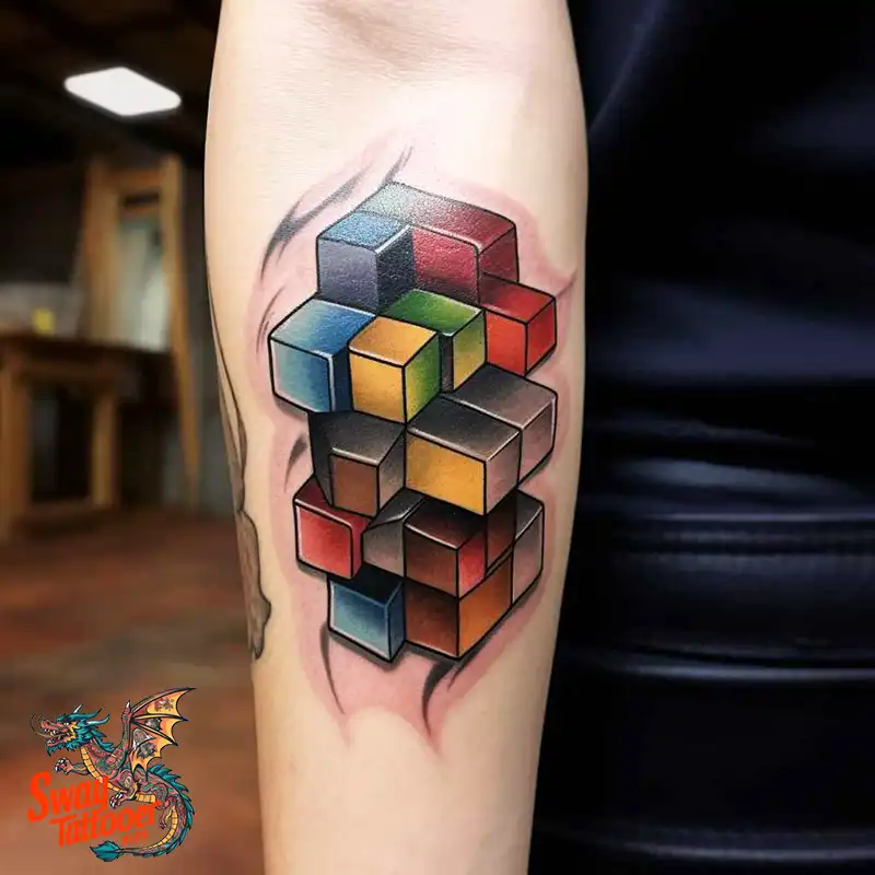 50 Rubik's Cube Tattoo Design Ideas: Ink for Puzzle Enthusiasts 44 rubiks cube tattoo