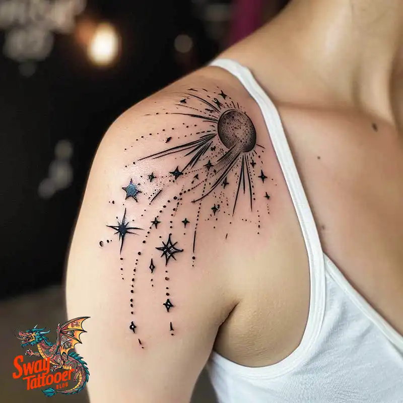 100 Shooting Star Tattoo Design Ideas: Stellar Ink 86 shooting star tattoo