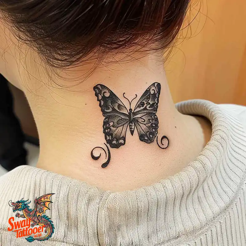 120 Small Butterfly Neck Tattoo Design Ideas: Delicate Art 116 small butterfly tattoo on neck
