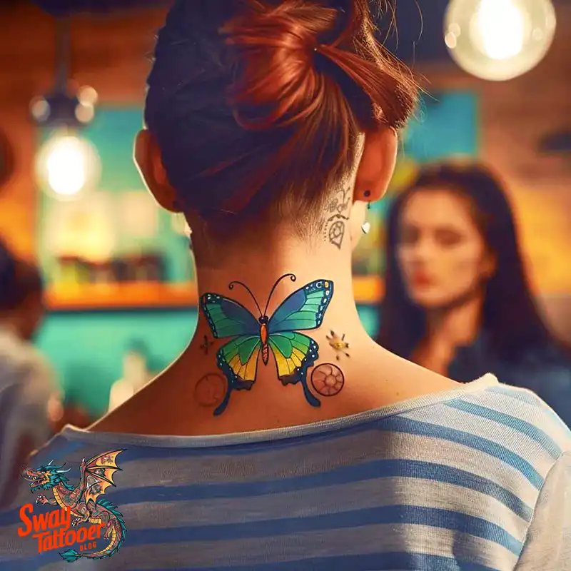 120 Small Butterfly Neck Tattoo Design Ideas: Delicate Art 13 small butterfly neck tattoo