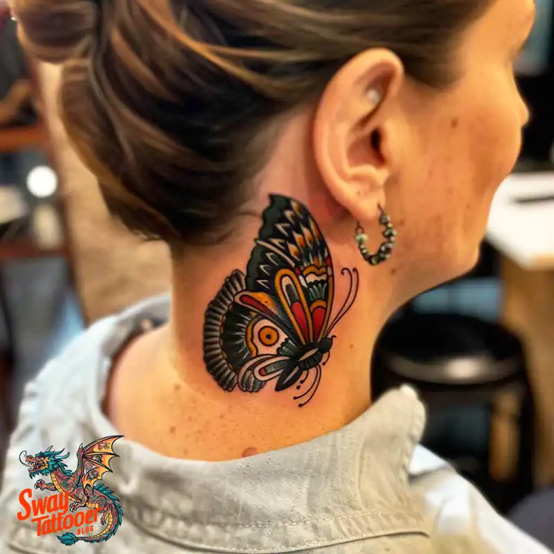 120 Small Butterfly Neck Tattoo Design Ideas: Delicate Art 12 small butterfly neck tattoo