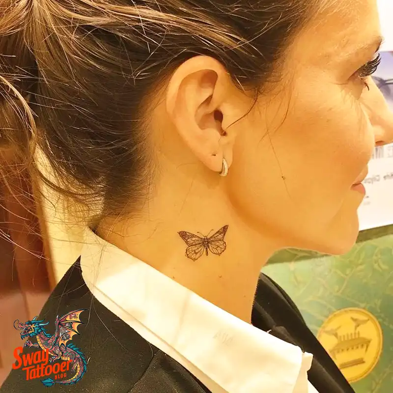 120 Small Butterfly Neck Tattoo Design Ideas: Delicate Art 10 small butterfly neck tattoo