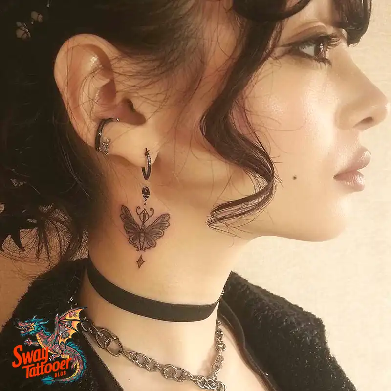 120 Small Butterfly Neck Tattoo Design Ideas: Delicate Art 8 small butterfly neck tattoo