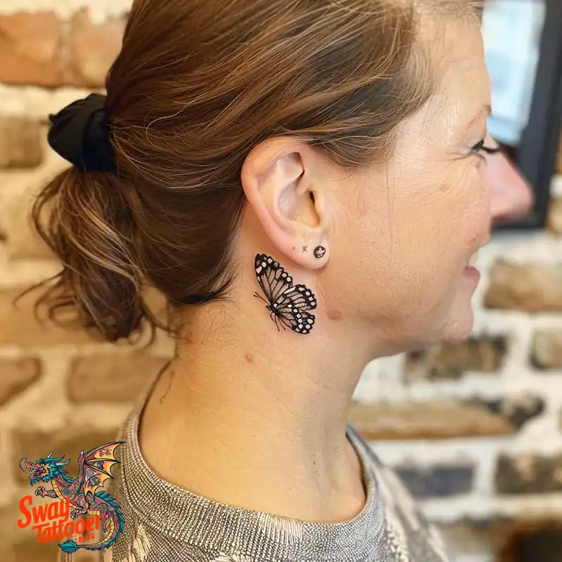 120 Small Butterfly Neck Tattoo Design Ideas: Delicate Art 3 small butterfly neck tattoo