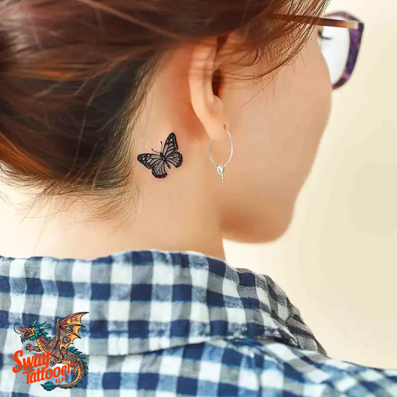 120 Small Butterfly Neck Tattoo Design Ideas: Delicate Art 1 small butterfly neck tattoo