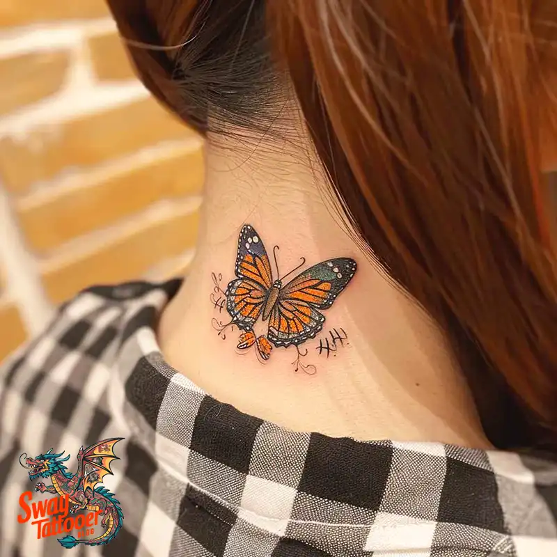 120 Small Butterfly Neck Tattoo Design Ideas: Delicate Art 105 small butterfly tattoo on neck