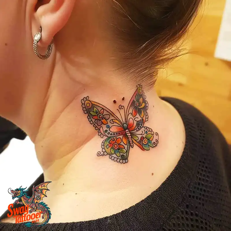 120 Small Butterfly Neck Tattoo Design Ideas: Delicate Art 104 small butterfly tattoo on neck