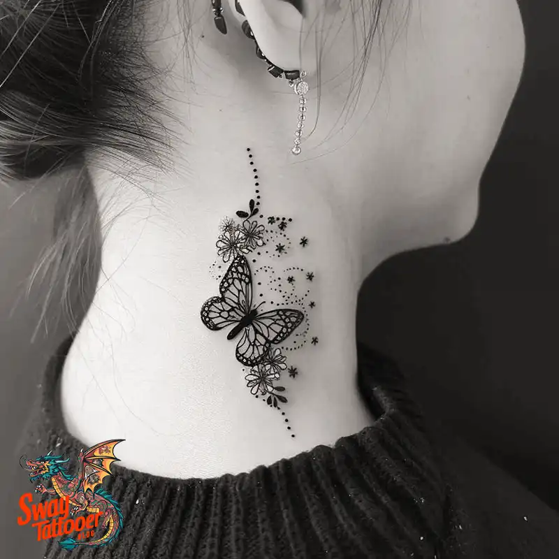 120 Small Butterfly Neck Tattoo Design Ideas: Delicate Art 102 small butterfly tattoo on neck
