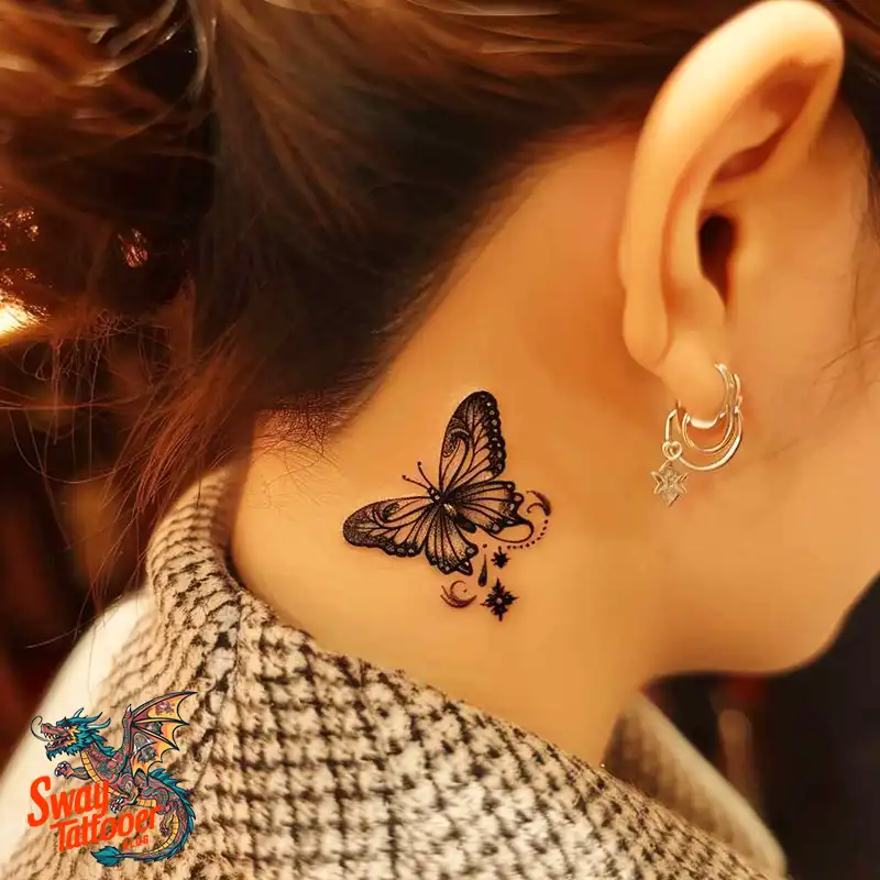 120 Small Butterfly Neck Tattoo Design Ideas: Delicate Art 98 small butterfly tattoo on neck