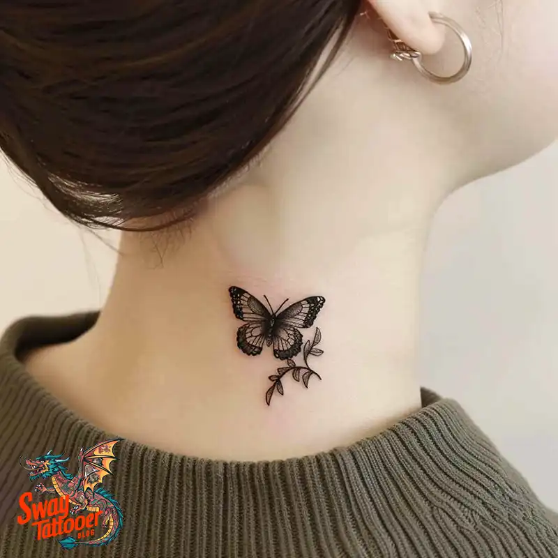 120 Small Butterfly Neck Tattoo Design Ideas: Delicate Art 99 small butterfly tattoo on neck