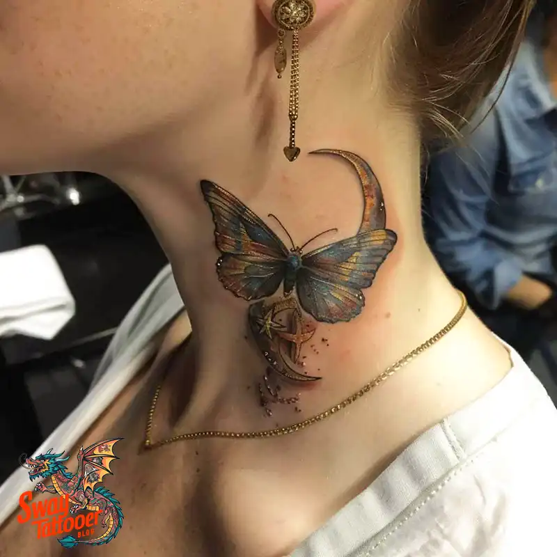 120 Small Butterfly Neck Tattoo Design Ideas: Delicate Art 94 small butterfly tattoo on neck
