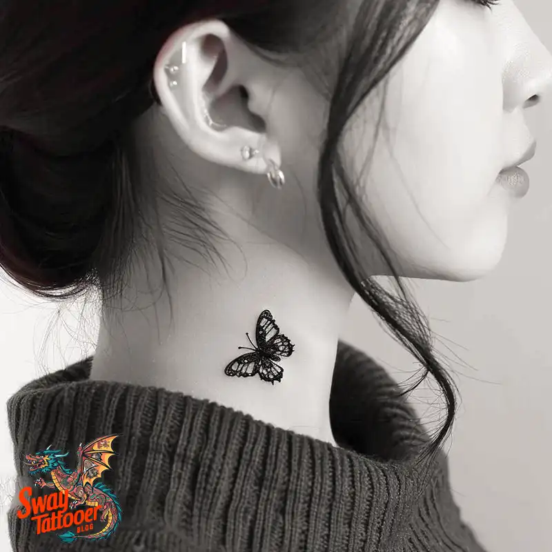 120 Small Butterfly Neck Tattoo Design Ideas: Delicate Art 92 small butterfly tattoo on neck