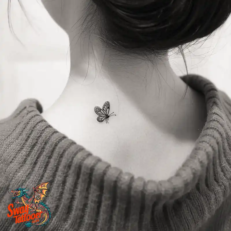 120 Small Butterfly Neck Tattoo Design Ideas: Delicate Art 89 small butterfly tattoo on neck