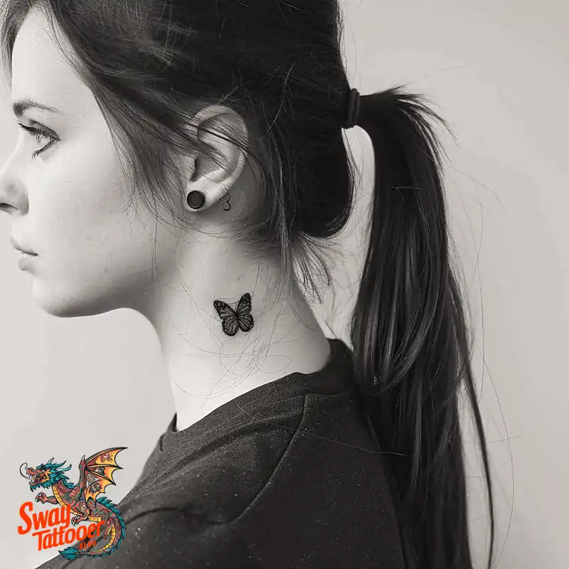 120 Small Butterfly Neck Tattoo Design Ideas: Delicate Art 79 small butterfly tattoo on neck