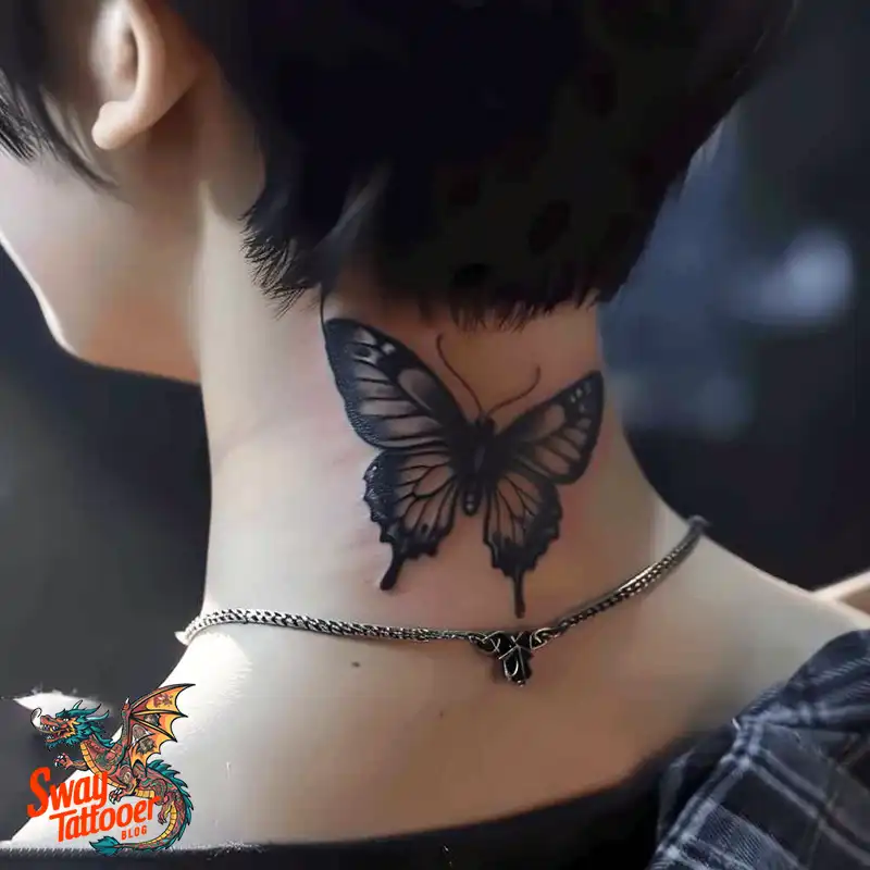 120 Small Butterfly Neck Tattoo Design Ideas: Delicate Art 113 small butterfly tattoo on neck