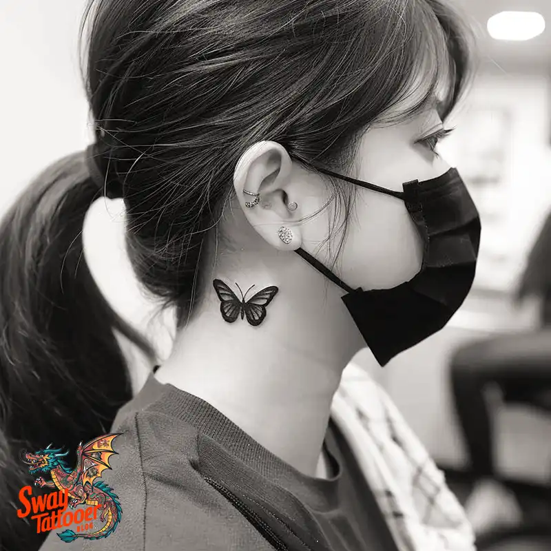 120 Small Butterfly Neck Tattoo Design Ideas: Delicate Art 69 small butterfly tattoo on neck