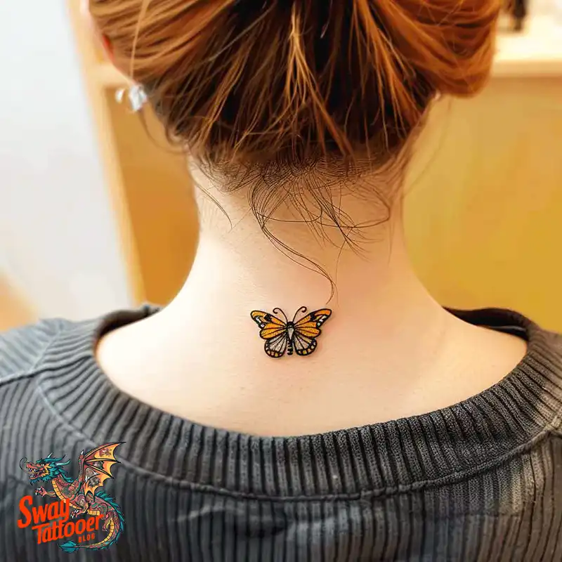 120 Small Butterfly Neck Tattoo Design Ideas: Delicate Art 68 small butterfly tattoo on neck